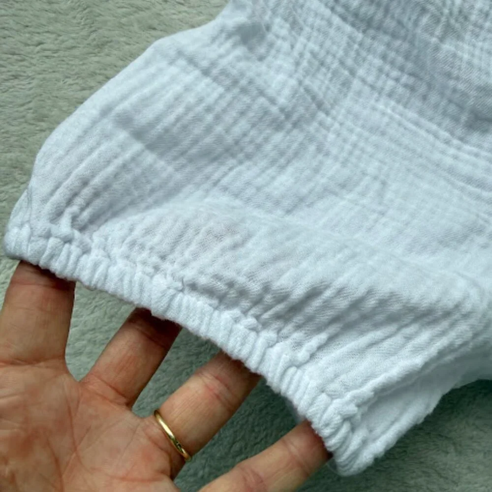J.Crew White Gauze Puff Sleeve Peasant Blouse Cottagecore Top Size M - Picture 7 of 13